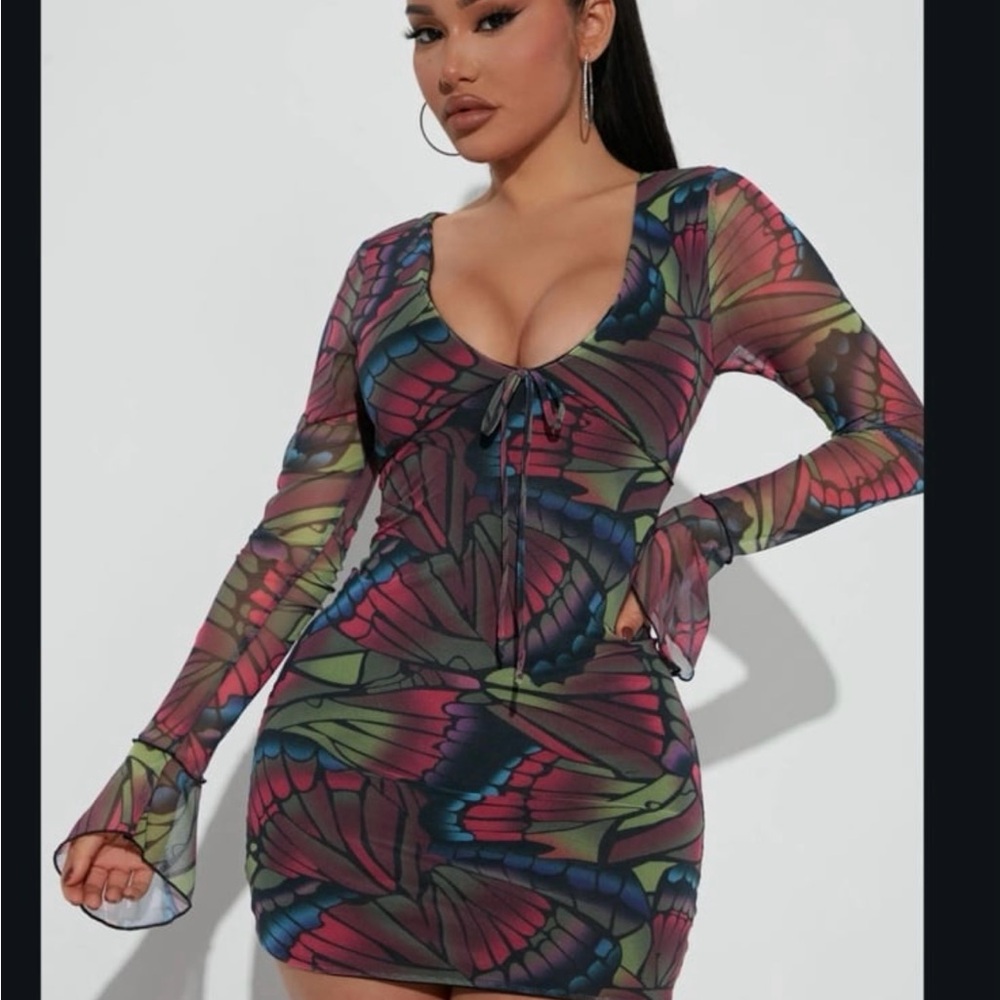 Fashion Nova Vibrant Long Sleeve Dress